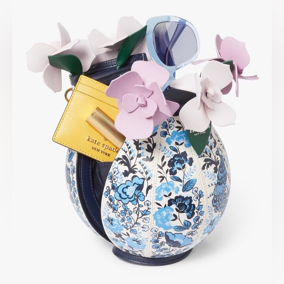 ♠️Kate Spade Perfect Plume Peacock Floral Printed 3D Vase Crossbody Bag - Picture 6 of 8